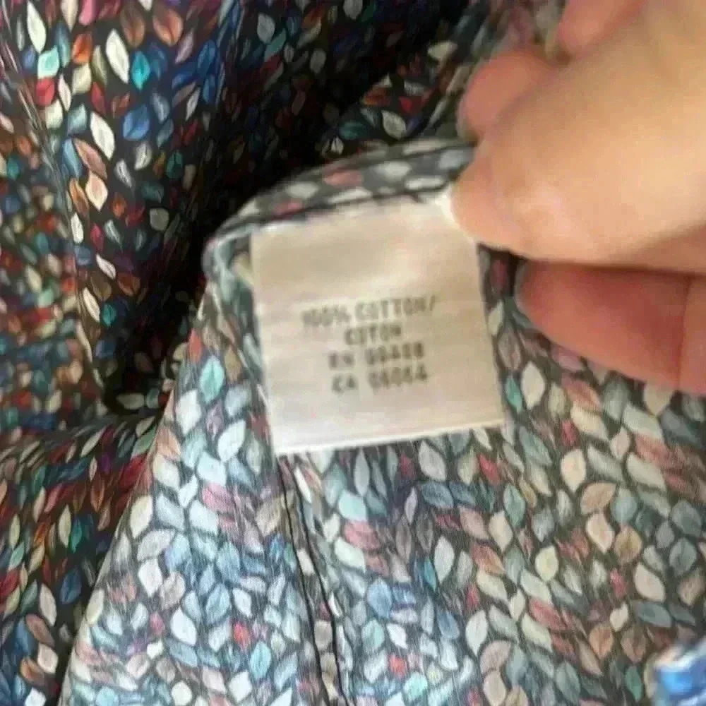 Bugatchi Navy Leaf Print Button Down Classic Fit … - image 4